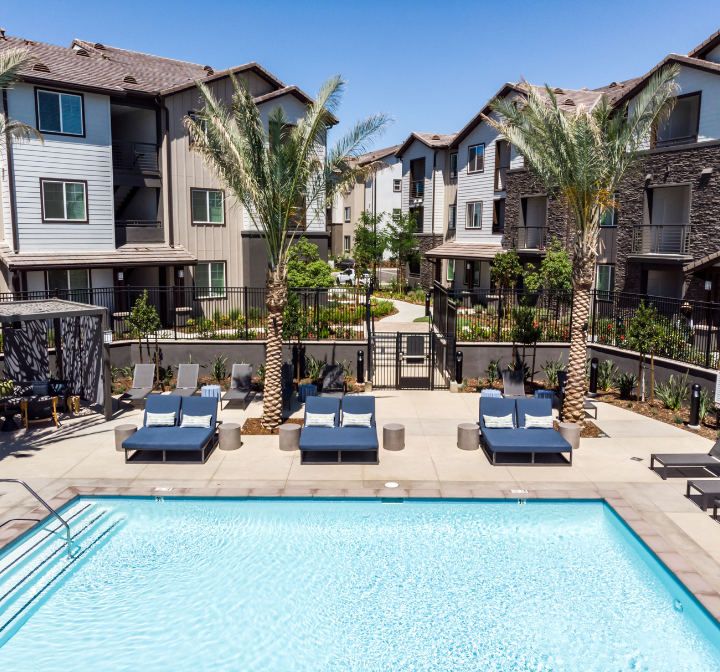 Exterior image of The Vineyards pool and lounge deck